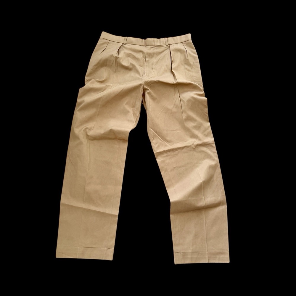 Vintage 90's Polo Ralph Lauren Pants Men 36x31 Khaki Silk Cotton Straight Flaws